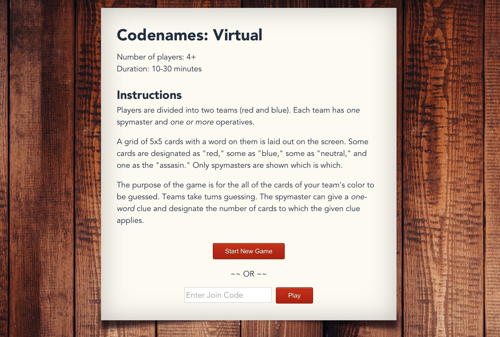 Codenames – Play with your Friends Online